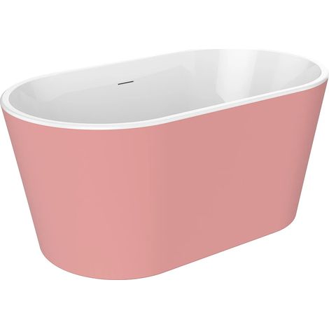 Vasca da bagno freestanding ovale - L. 130 x P. 71 x A. 58 cm - Rosa opaco - Acrilico 180 L - APOGON (1/4)