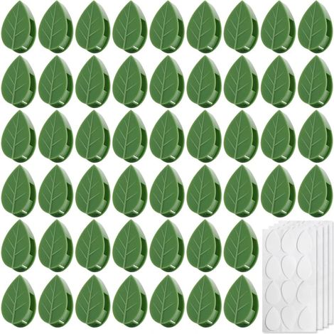 Clips de fixation pour plantes grimpantes, 50 pièces, clips de fixation auto-adhésifs, pinces de support pour plantes, supports en forme de feuille pour plantes grimpantes (1/5)