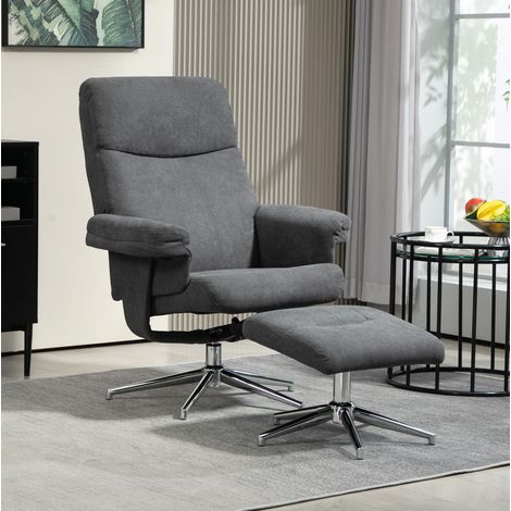 Relaxsessel mit Hocker, bis 130° neigbar, dunkelgrau HAVRYA (1/5)