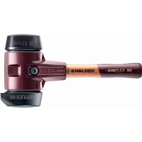 HALDER SIMPLEX Mazza in gomma, con piede integrato / con corpo in ferro malleabile e manico in legno di alta qualità - D=80 mm - Manico extra corto - 3022.282