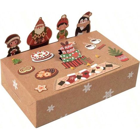 Lot de 10 boîtes cadeaux de Noël, boîtes en papier pour biscuits et bonbons, idéales pour les fêtes. (1/5)