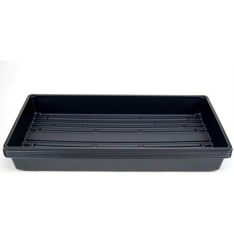 CHOYCLIT Lot de 5 plateaux de plantation en plastique noir durable (sans trous de drainage) 54 cm x 28 cm Fleurs, semis (1/4)