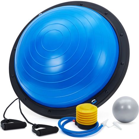 Ensemble de demi-ballon d'équilibre de 58 cm (23 pouces) antidérapant pour le renforcement musculaire du tronc, avec bandes de résistance et pompe à air pour le yoga et le Pilates. (1/5)