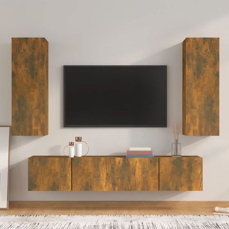 Ensemble de meubles TV 4 pcs pour Salon - Armoire TV Chêne fumé Bois d'ingénierie BV805053 - BonneVie (1/5)