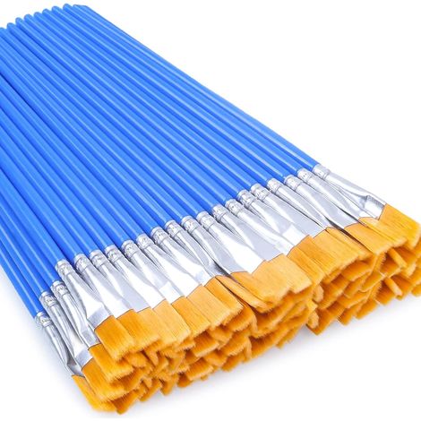 Pinceaux plats pour peinture, lot de 20, petite taille, pour retouches, travaux manuels, peinture acrylique, aquarelle, peinture sur visage et loisirs créatifs (1/4)