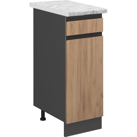 Mueble bajo de cocina R-Line, Roble dorado, 30 cm ET Mármol, Vicco