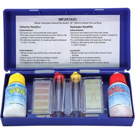 Wasserqualitäts-Testlösung mit Teststreifenröhrchen zur pH-Wert- und Restchlorbestimmung