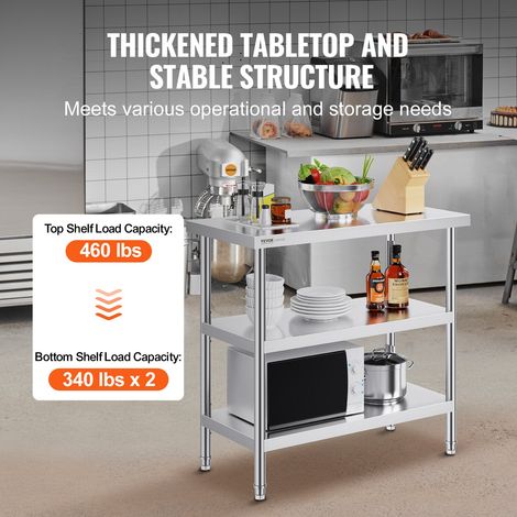 Table de Travail en Acier Inoxydable 45 - 7x91 - 4x86 - 4 cm (1/5)