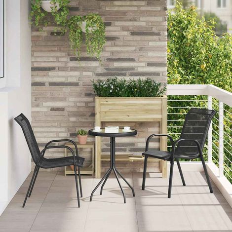 vidaXL Chaises empilables de jardin lot de 2 Noir Tissu textilène (1/5)