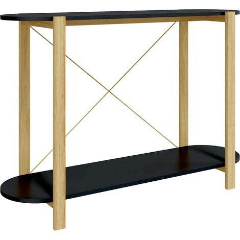 vidaXL Mesa consola de madera contrachapada negro 110x38x75 cm (1/2)
