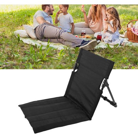 Chaise de camping avec dossier et coussin d'assise en alliage d'aluminium, chaise de plage pliante, chaise de pique-nique pour parc ou pelouse, chaise de loisirs, noire. (1/5)