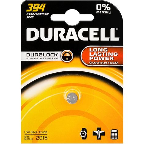 DURACELL Pile Silver Oxide, 394, 1.5V, 1 pièce en petit blister (745296)