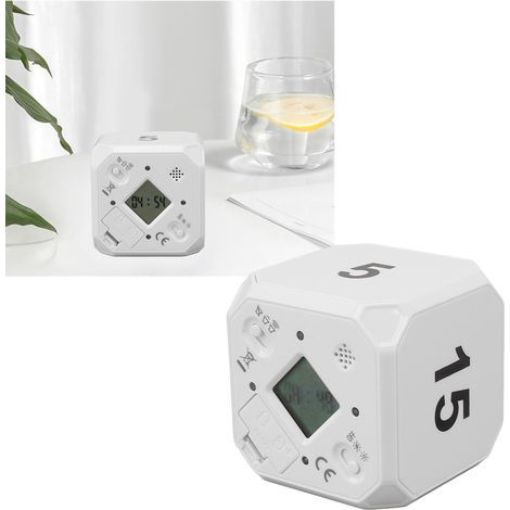 Minuteur Rubik's Cube pour les devoirs, la gestion du temps, l'apprentissage des enfants et des étudiants, horloge électronique, minuteur de cuisine silencieux, blanc. (1/5)