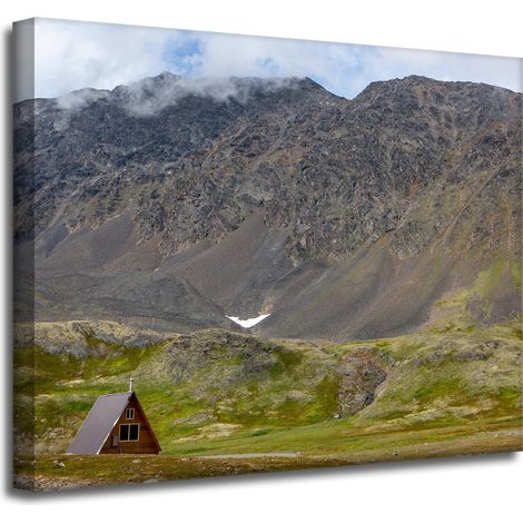 Leinwanddruck Naturhütte in den Bergen 50x40 cm