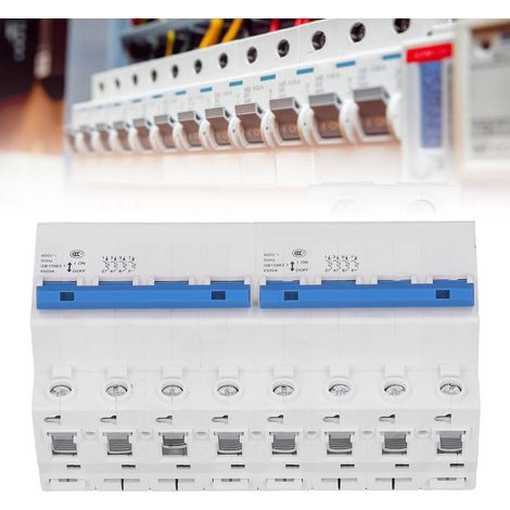 Disjoncteur miniature à verrouillage sur rail DIN 400 V CA, inverseur manuel double, 4P+4P/6000 A 16 A (1/5)