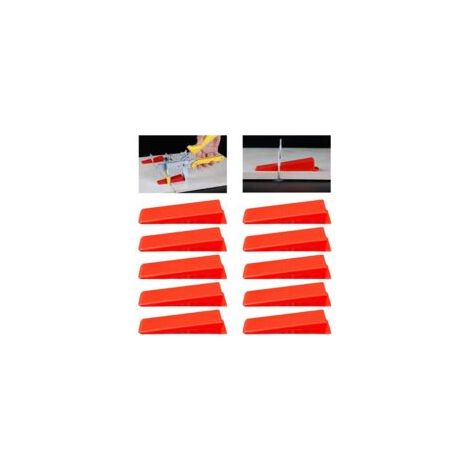 Fliesenverlegekeile, Nivellierkeile, Fliesenabstandshalter, Fliesenausgleicher, Eckclips, 100 Stück, Rot - Crezuo (1/4)