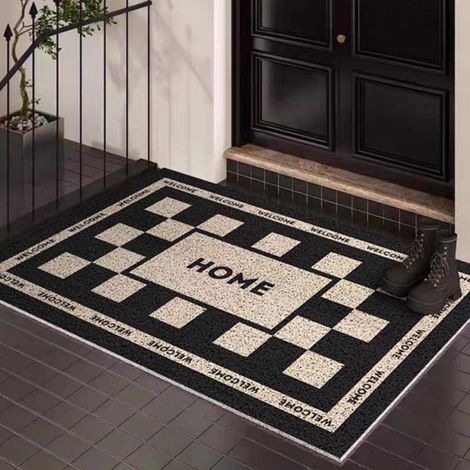 HOME 5080cm (boucle de soie) Tapis d'entrée, tapis en soie bouclée résistant aux taches et facile à nettoyer, tapis antidérapant pour l'entrée. (1/4)