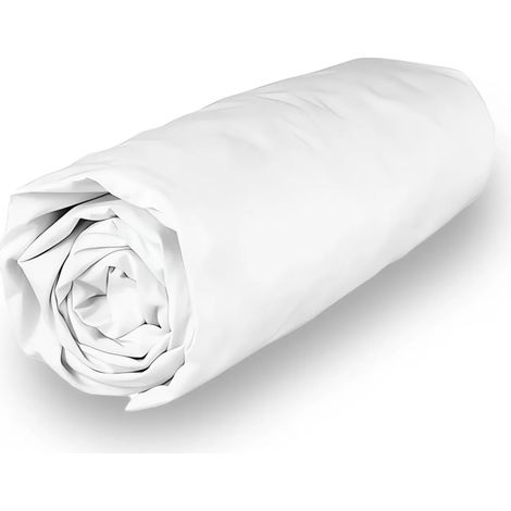 Drap housse en coton 90x190 cm PERCALE blanc, par Soleil d'ocre