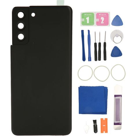 Ersatz-Glasrückseite für Samsung Galaxy S21 Plus, Rückglasabdeckung mit vorinstallierter Kameralinse, schwarz (1/5)