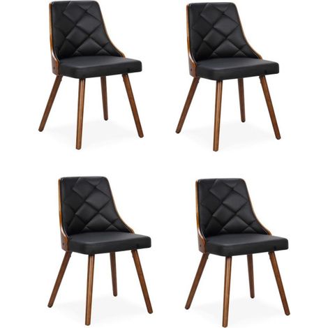 Lot de 4 Chaises Scandinave "Cargo" 79cm Noisette & Noir (1/5)