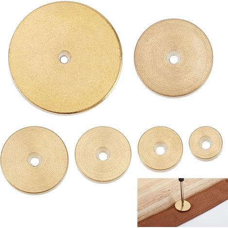 Lot de 6 écarteurs de positionnement ronds en laiton pour cuir - 0,6 à 2 cm - Avec surface lisse - Outils de mesure pour débutants, artisanat, couture à la main (1/5)