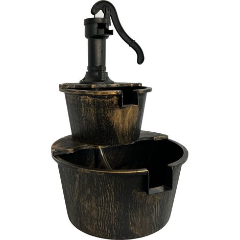 Oypla 2 Tier Cascading Barrel Garden Water Pump Fountain Feature (1/5)