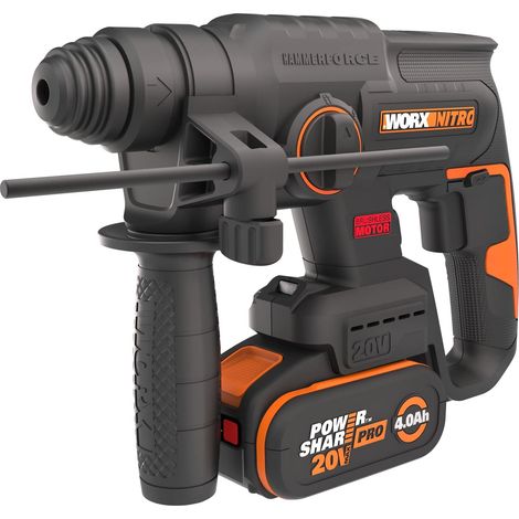 WORX Nitro WX381 - Martello pneumatico senza spazzole da 20 V, per forare, trapano a percussione e scalpello, 2 Joule, con batteria e caricatore (1/4)