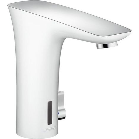 mitigeur Lavabo électroniqueavec manette réglage température, blanc/chromé