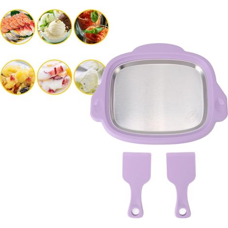 Comprend 2 cuillères à glace, une machine à rouleaux de glace et une friteuse à yaourt violet. (1/4)
