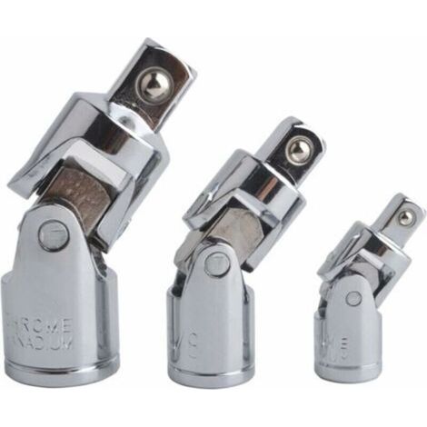 (3 Pièces Argent)Cardan Douilles Joint Universel Impact Augmentateur Réducteur Adaptateur Pivotant Pour Moteur CR-V Acier Fini Chromé (1/5)