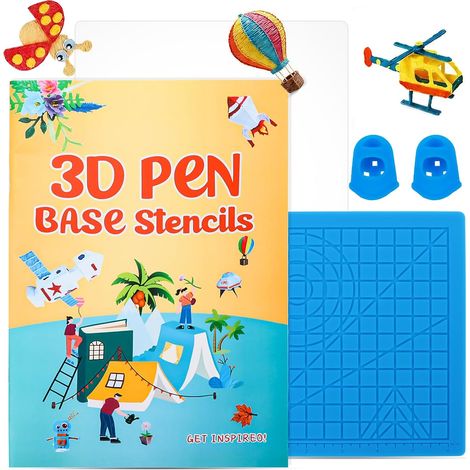 1 pochoir pour stylo 3D avec 65 modèles, plaque à dessin, accessoires mats (1/5)