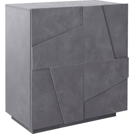 Dmora - Credenza Arli, Madia da cucina a 2 ante, Buffet da soggiorno, 100% Made in Italy, cm 81x44h86, Ardesia (1/4)