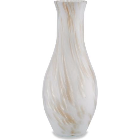"Vaso artigianale bianco e ambra FIASCO in vetro di Murano 40 cm." (1/2)