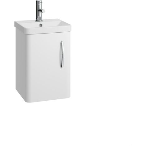 Handsacre Contemporary 1 Door Wall Hung Vanity Unit with Basin, Gloss White, 400mm