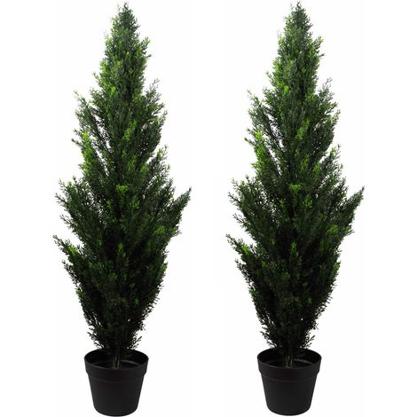 120cm Pair of Artificial Cedar Cypress Topiary UV Resistant Premium (1/5)