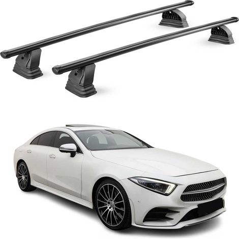OMAC Stahl Dachträger Querträger Mercedes CLS C219 2004-2010 – TÜV / DIN 75302:2019 – Abschließbar – Max. 75 kg – 2 Stangen – Schwarz (1/5)