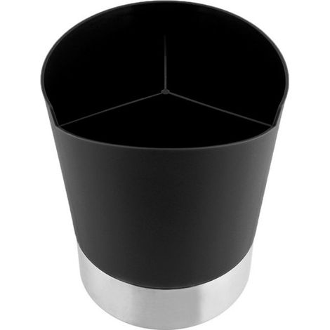 Boîte de rangement pour couverts - Noir - Acier inoxydable - Dimensions 12x14,2x16,8 cm - Accessoires de cuisine (1/5)
