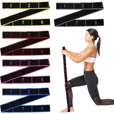 Yoga-Widerstandsband, Fitnessband mit 8 Widerstandsstufen, elastisches Muskeltrainingsband, Dehnungsband für Fitness, Yoga, Pilates, Tanz, Gymnastik (5 Farben) (1/5)