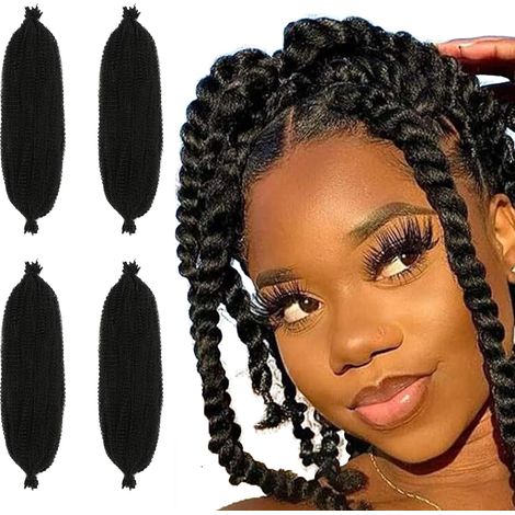 4 Packs 12 Pouces Springy Afro Twist Hair for Faux Locs,Pré-séparés Kinky Marley Twist Tresses Cheveux,Extensions de Cheveux Synthétiques (1/5)