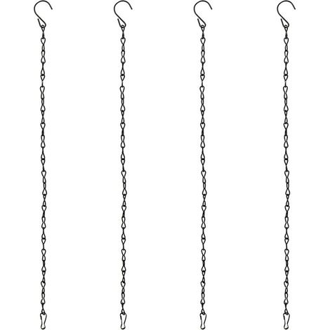 50 cm Chaîne de Suspension, Chaîne en Métal de Suspension Plante Panier Pot de Fleurs, Porte Plantes Intérieur Ou Extérieur Suspension Plante Cintre Décoration du Jardin, Noir 4pcs