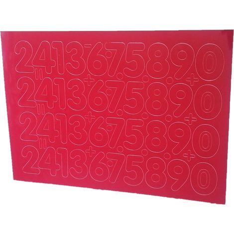 Números de lámina autoadhesivos de 5 cm, color rojo.
