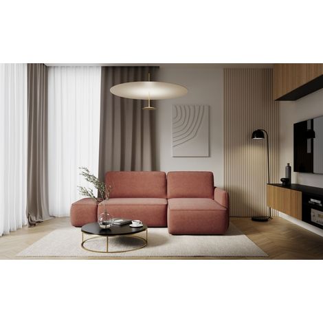 Ecksofa mit Schlaffunktion Sofa LUKA in Stoff Cremona Kupferbraun Ottomane Rechts (1/4)