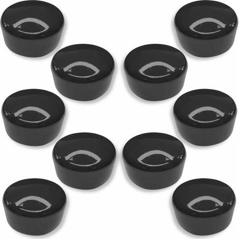 10x Embout de tube enveloppant rond 60mm plastique Chaise Meuble Cache Bouchon Capuchon, noir (1/2)