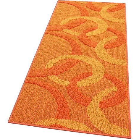 Tapis De Cuisine Tridimensionnel Cercles 3D Absorbant Doux Moderne Antidérapant Orange - 50x80 Cm (1/4)