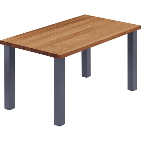 LAMO Manufaktur Esstisch Küchentisch, 120x80x76 cm (AxBxH), Classic, Dunkel / Anthrazit, LEG-01-A-004-7016Cl