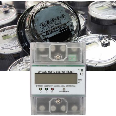 Dreiphasen-Digital-Energiezähler 4P (kWh) 220/380 V, 5-80 A, mit LCD-Anzeige (1/5)