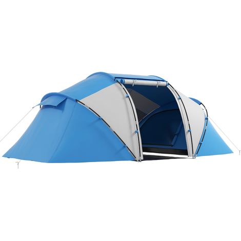 Tienda de campaña familiar para 4-6 personas, impermeable, ligera, tipo iglú, ventilada, con 2 compartimentos, ventana grande, fácil de montar, 4,3 m de largo x 2,4 m de ancho x 1,7 m de alto, color a