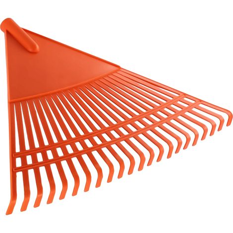 Rastrillo de jardín, 60 cm de ancho, 22 púas, material plástico, eficaz para recoger residuos, apto para césped y hojas. (1/5)