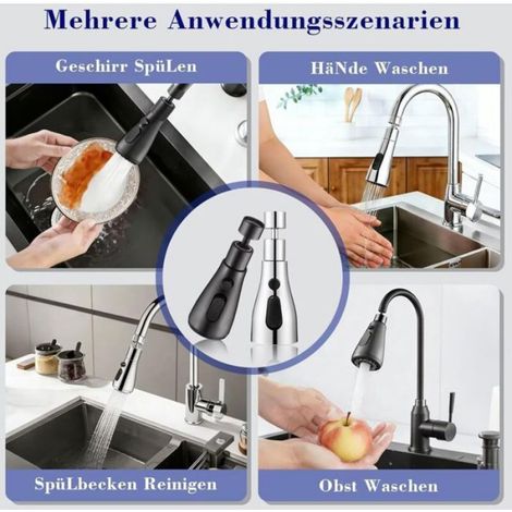 Aérateur Robinet - 360° Rallonge Rotative - 3 Modes Mousseur - Économie Eau - Pour Évier Cuisine Salle De Bain Lavabo - 1 Pièce (1/5)