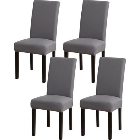 Housse de chaise extensible, amovible et lavable, universelle, en lycra extensible, pour décoration de bouquet, d'hôtel ou de restaurant (4 pièces, gris) (1/4)